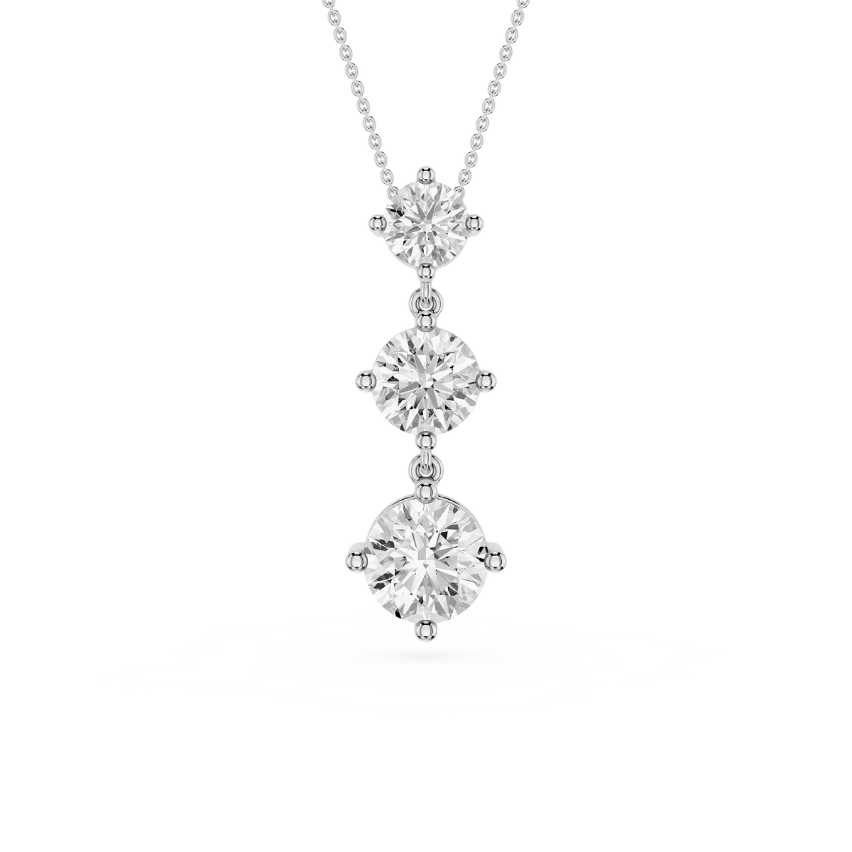 Three-tier diamond pendant on a white background