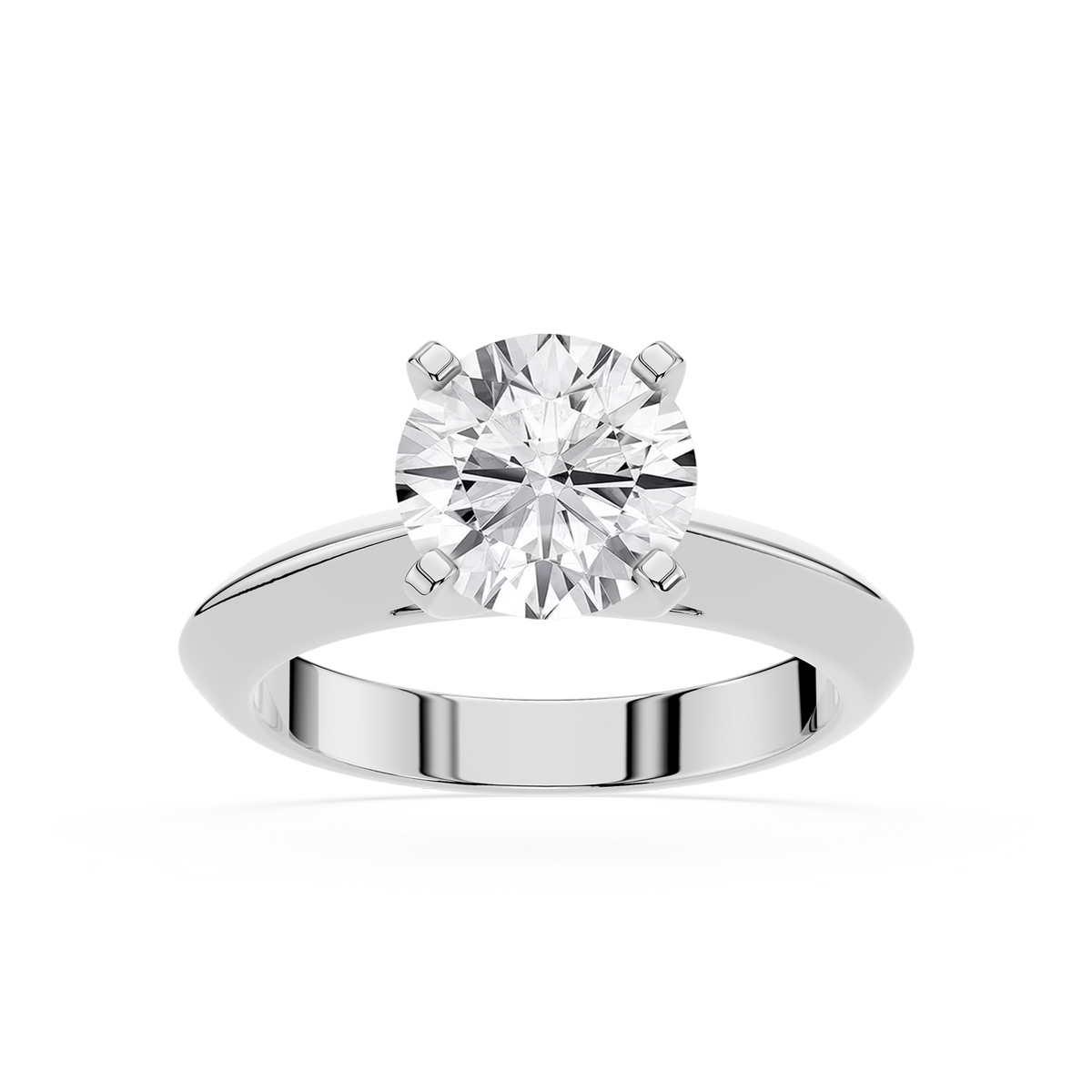 White Gold Classic Round Solitaire Lab Grown Diamond Engagement Ring
