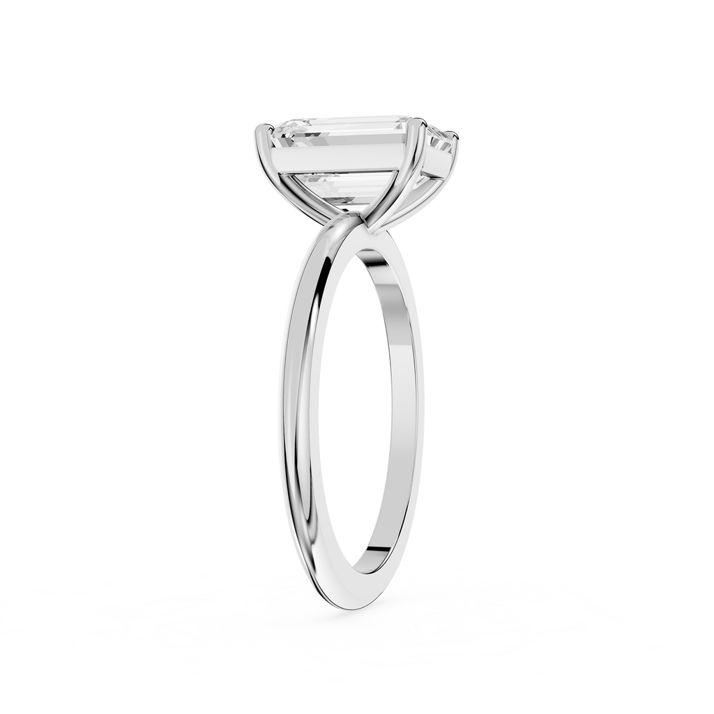 Diamond ring with a clear gemstone on a white background