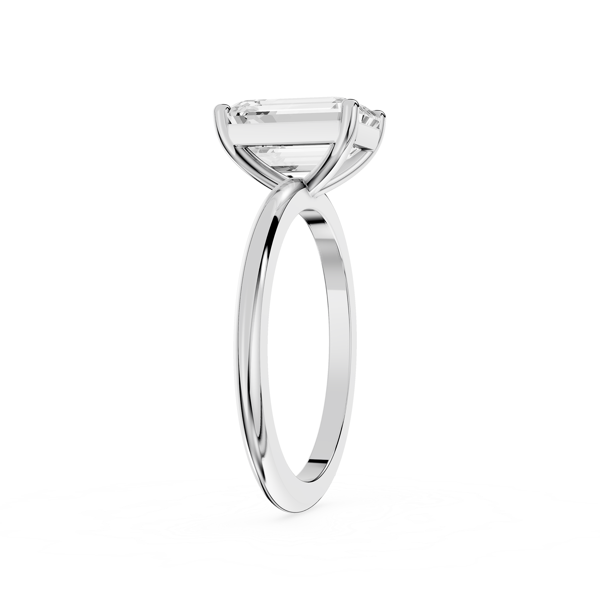 Diamond ring with a clear gemstone on a white background
