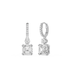Pair of diamond earrings on a white background