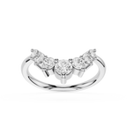 Front View Of White Gold Graduated Round Cut Lab Diamond Curved Wedding Band