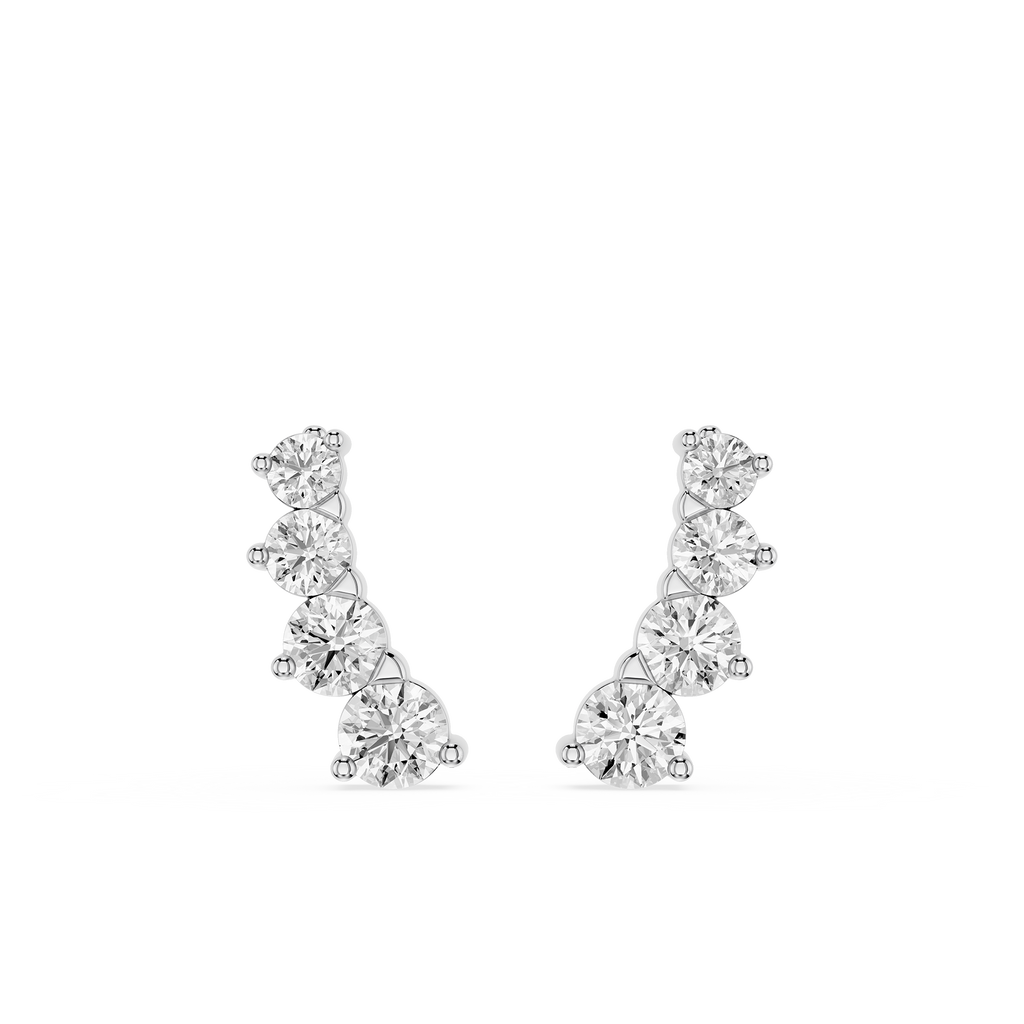 Pair of diamond earrings on a white background