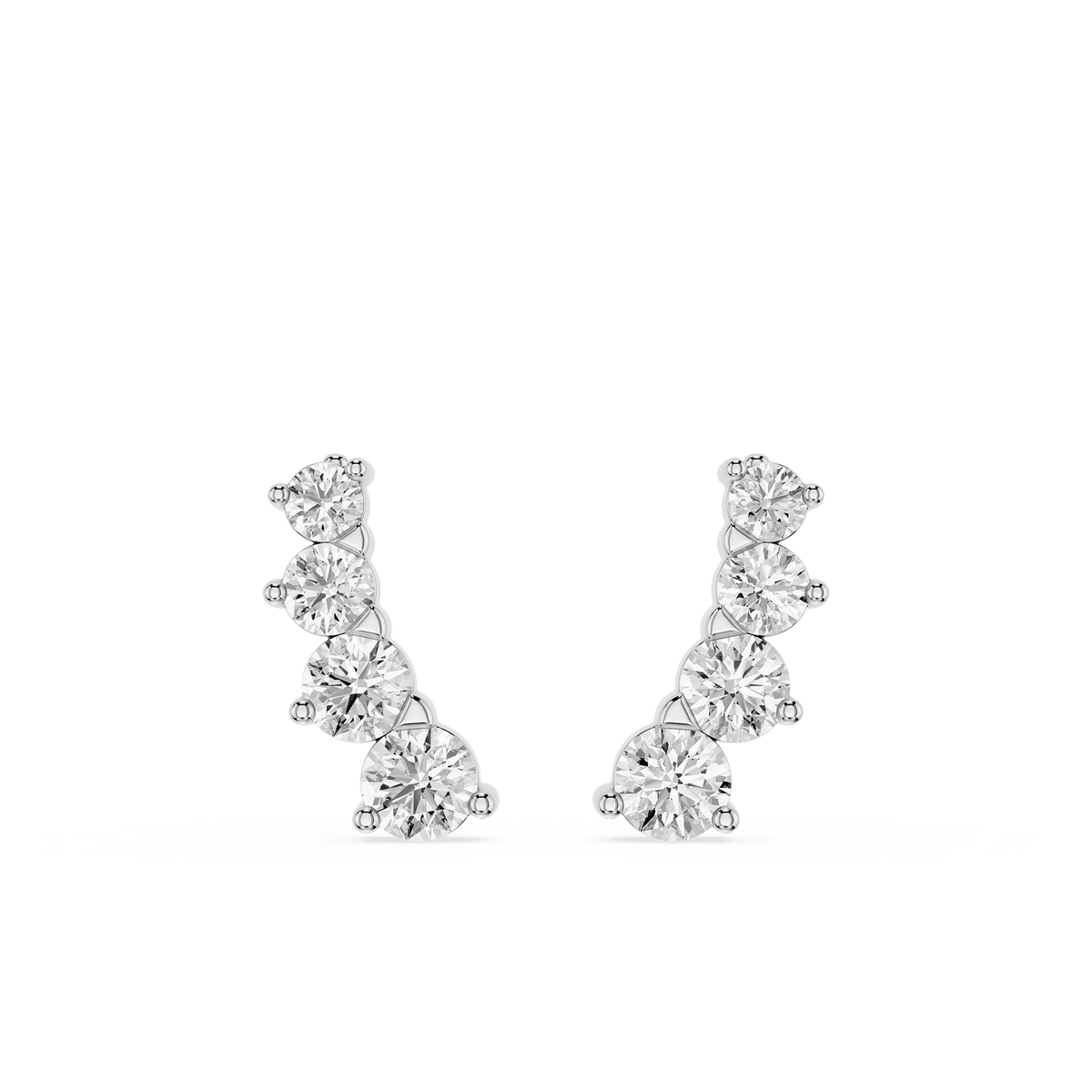 Pair of diamond earrings on a white background