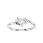 Heart-shaped diamond ring on a white background