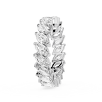 Diamond earring with marquise-shaped stones on a white background
