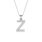 Silver necklace with a 'Z' pendant on a white background