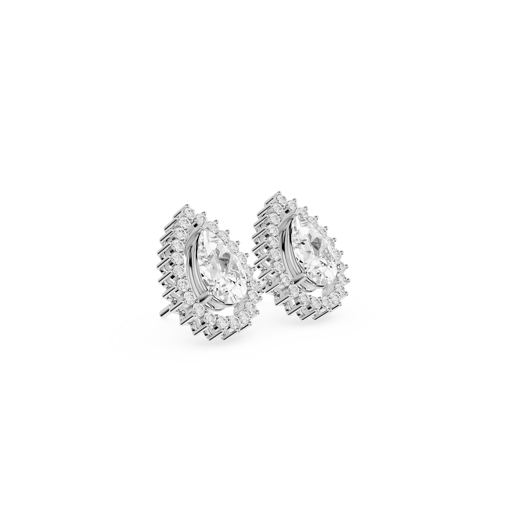 Pair of diamond earrings on a white background
