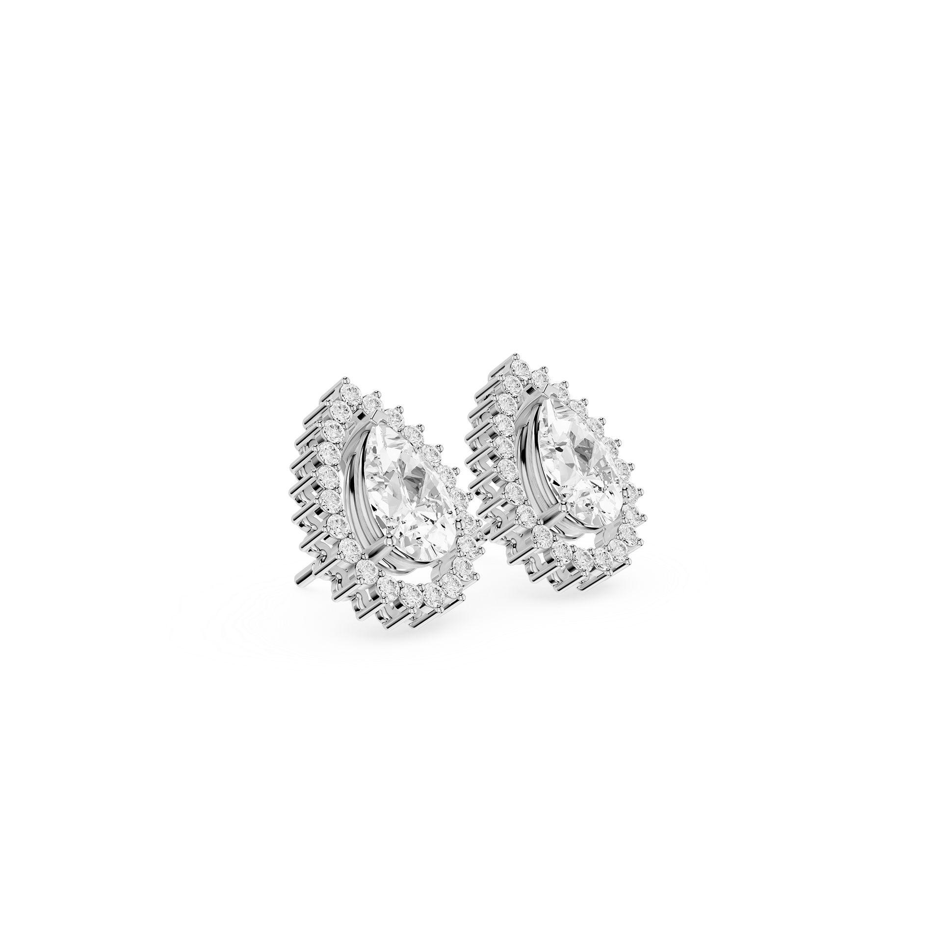 Pair of diamond earrings on a white background