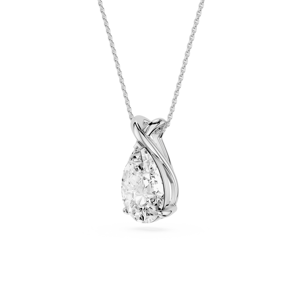 Diamond teardrop pendant on a white background