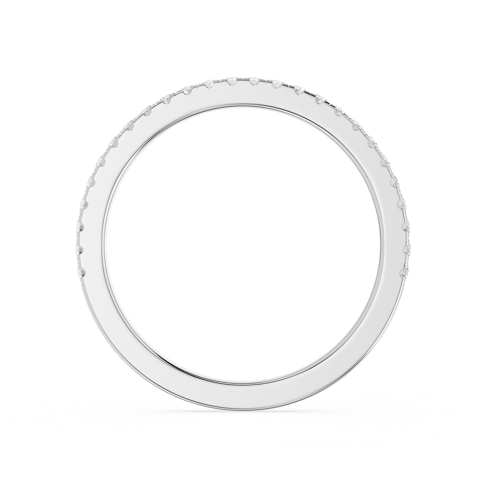 Silver ring with small stones on a white background
