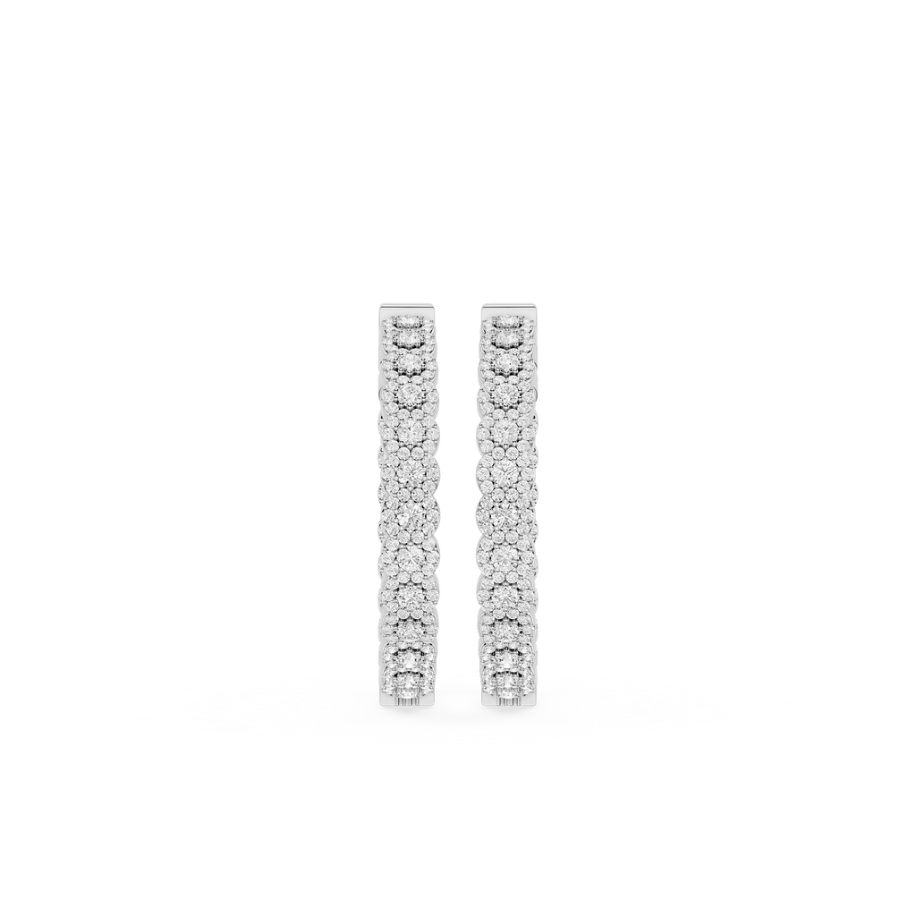 Pair of diamond earrings on a white background