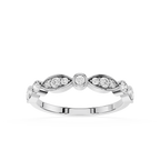 Silver ring with diamond stones on a white background