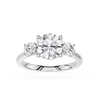 Diamond ring with three diamonds on a white background