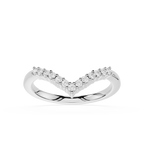 Silver ring with small diamonds on a white background