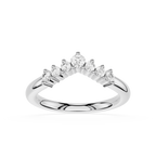 Silver ring with small diamonds on a white background
