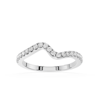 Silver ring with diamond accents on a white background