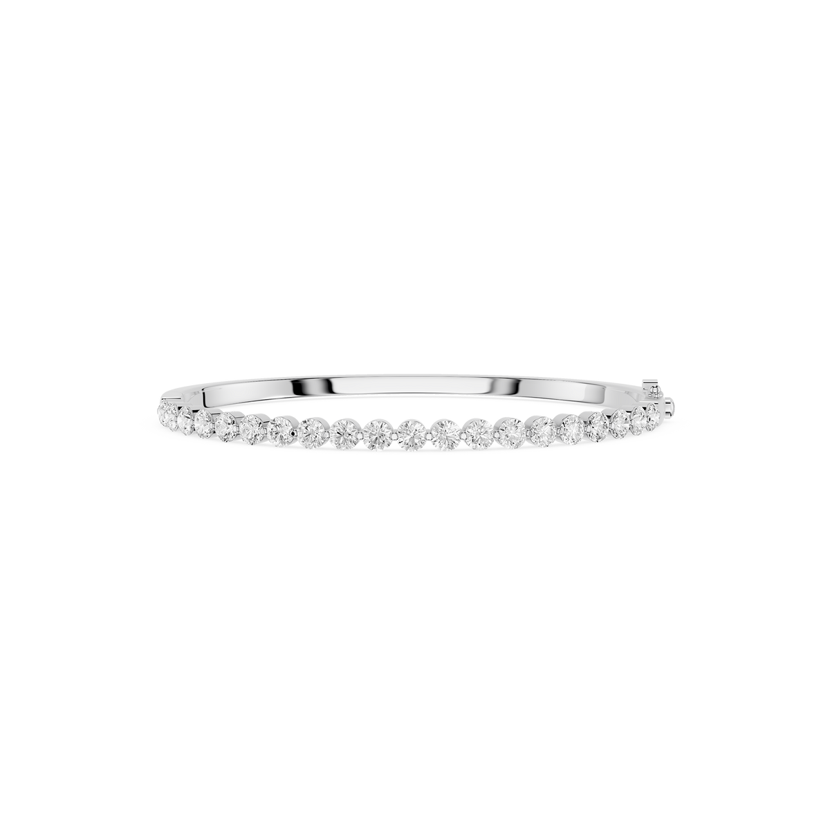 Silver ring with small diamonds on a white background
