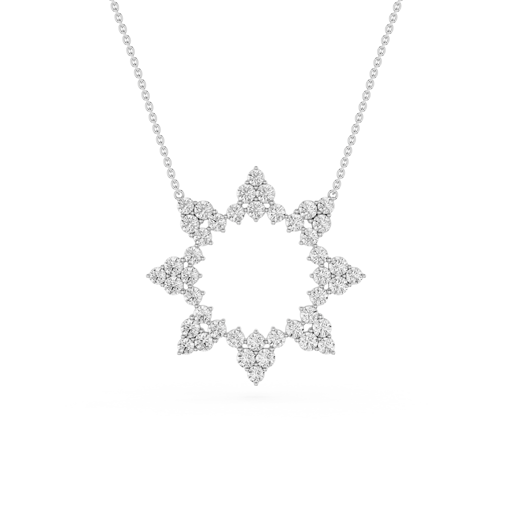 Diamond star pendant on a white background