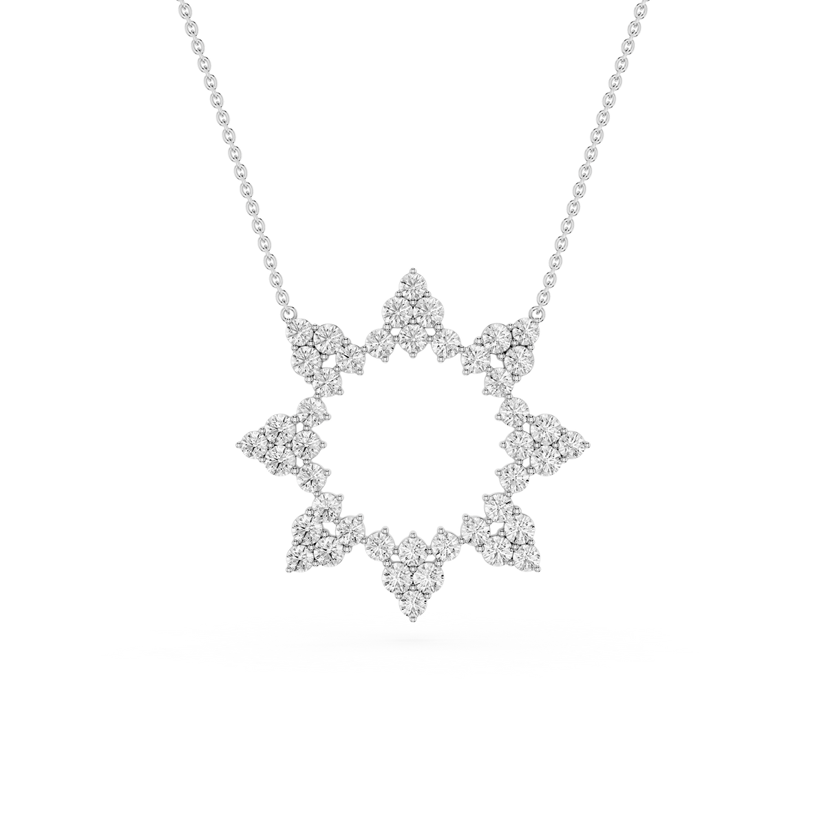 Diamond star pendant on a white background