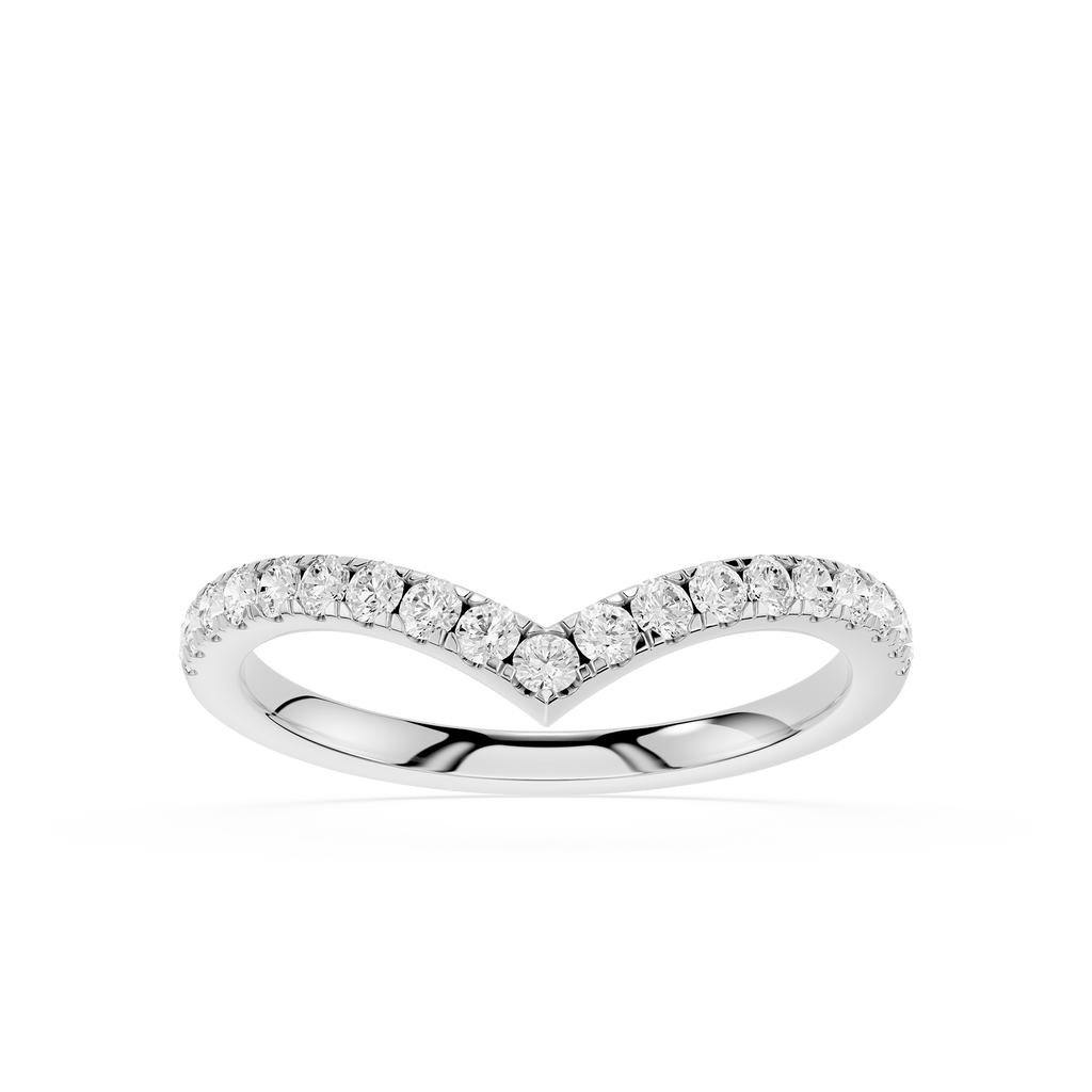 Silver ring with small diamonds on a white background