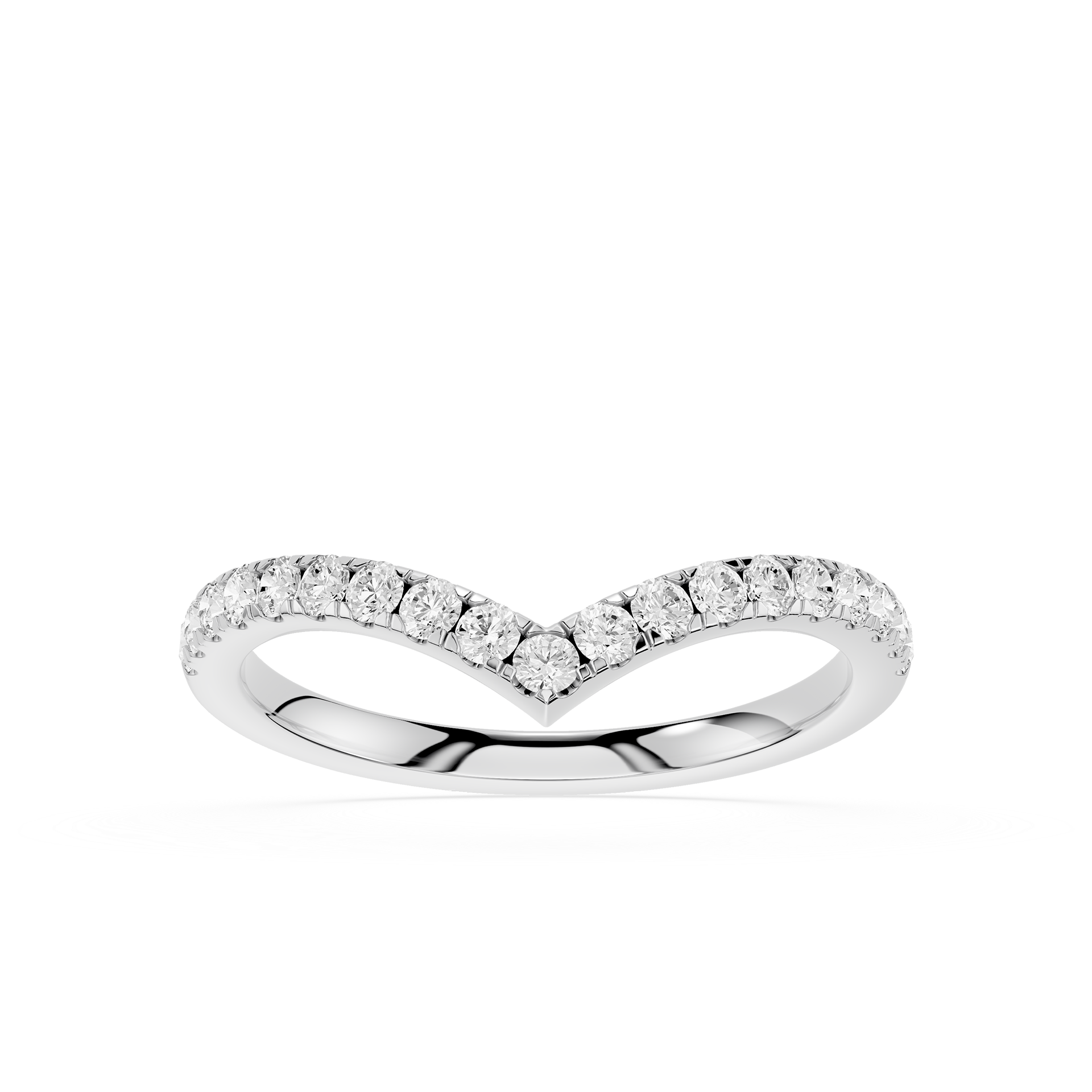 Silver ring with small diamonds on a white background