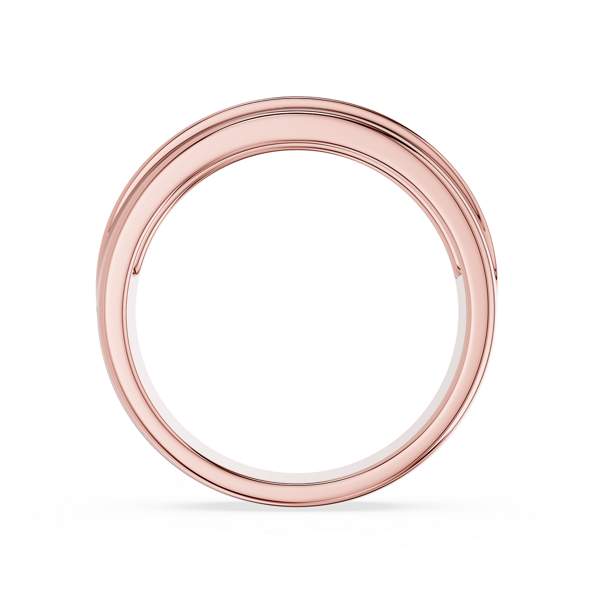 Back View Of Rose Gold Wide Round Cut Lab Grown Diamond Channel Set Wedding Band
