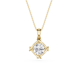 Pendentif solitaire contemporain en diamant de laboratoire rond