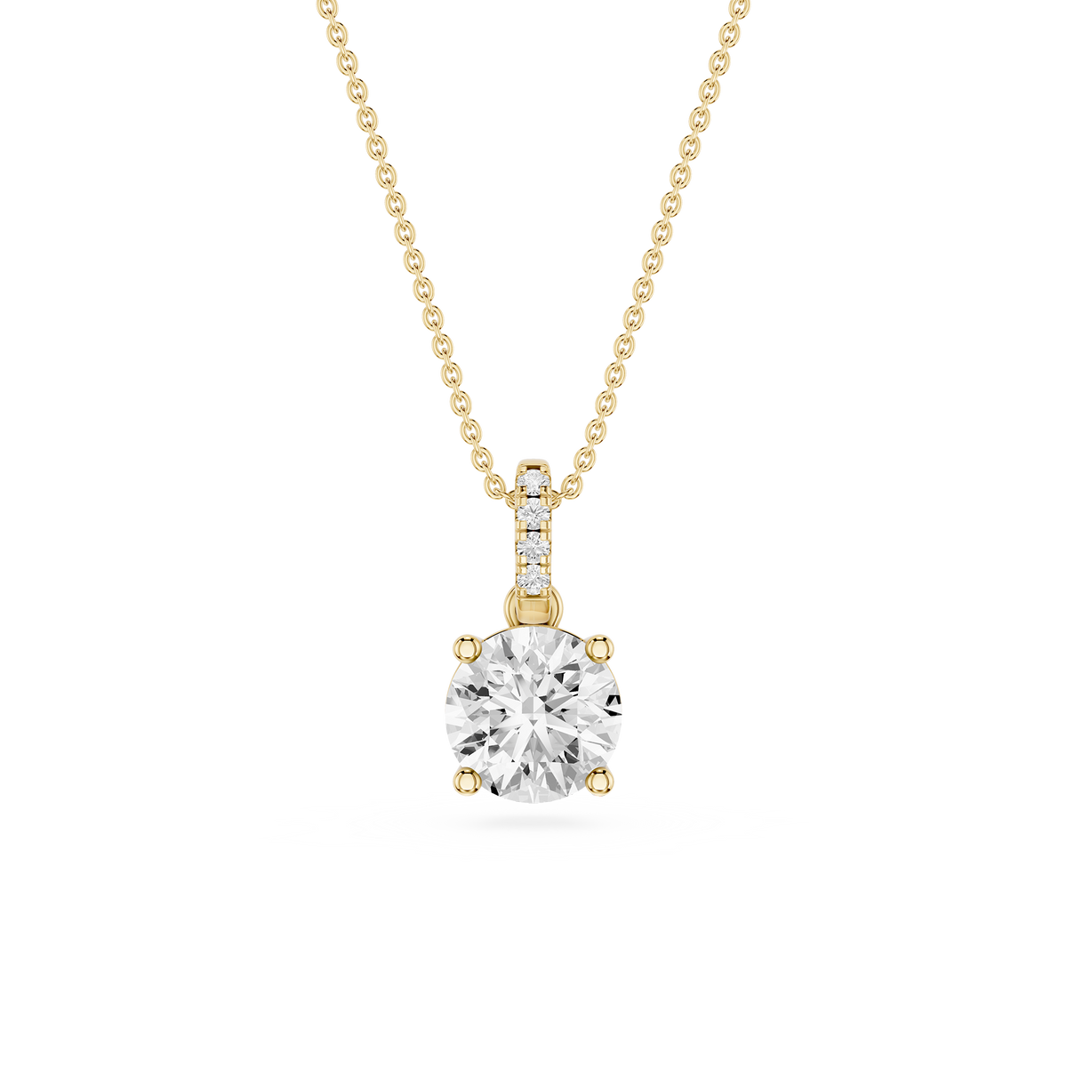 Front View Of 1 Ct Round Cut Lab Grown Diamond Hidden Halo Solitaire Pendant