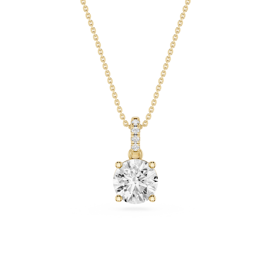 1 Ct Round Cut Lab Grown Diamond Hidden Halo Solitaire Pendant