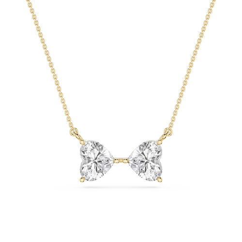 Diamond necklace with bow design on a white background