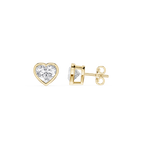 Heart-shaped diamond earrings on a white background