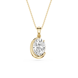 Pendentif croissant de lune avec diamant de laboratoire taille ovale