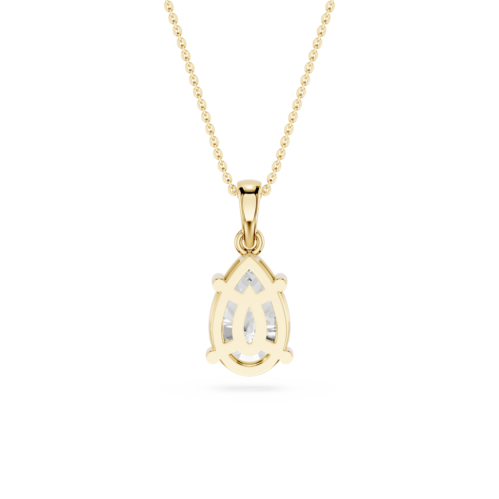 Back View Of 2 Ct Pear Shape Lab Grown Diamond Pendant in 4 Prong Setting