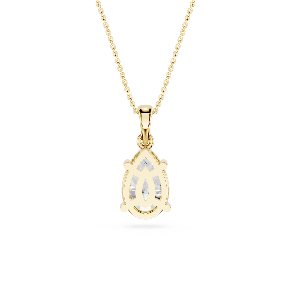 Back View Of 2 Ct Pear Shape Lab Grown Diamond Pendant in 4 Prong Setting