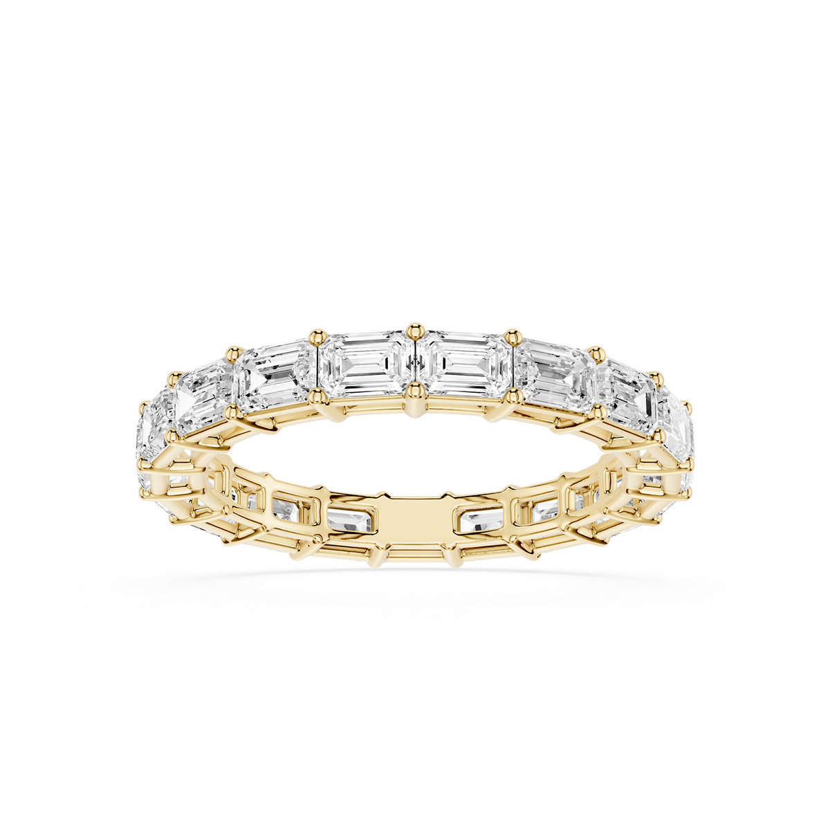 Round Lab Grown Diamond Eternity Band in Yellow Gold, Full Circle Diamond Ring, IGI Certified Wedding Band, Stackable Anniversary Ring