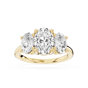 3 Carat Oval Cut Lab Grown Diamond Trilogy Engagement Ring