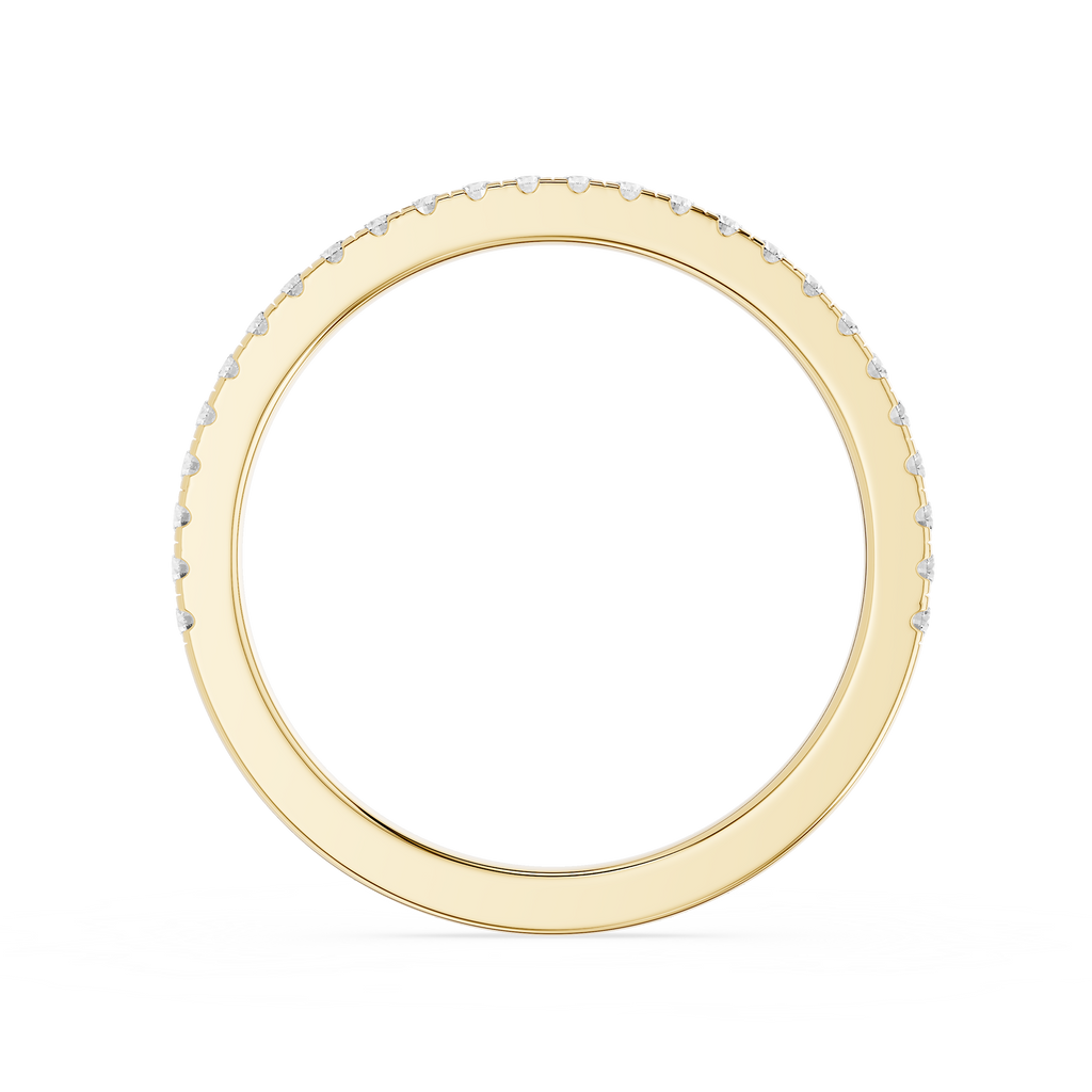 Gold ring with small diamonds on a white background