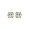 Pair of diamond stud earrings on a white background