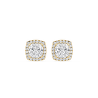 Pair of diamond stud earrings on a white background