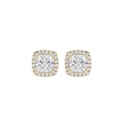 Pair of diamond stud earrings on a white background