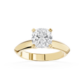Yellow Gold Cushion Cut Lab Grown Diamond Solitaire Engagement Ring
