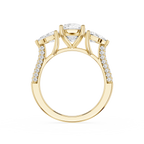 Gold ring with a diamond on a white background