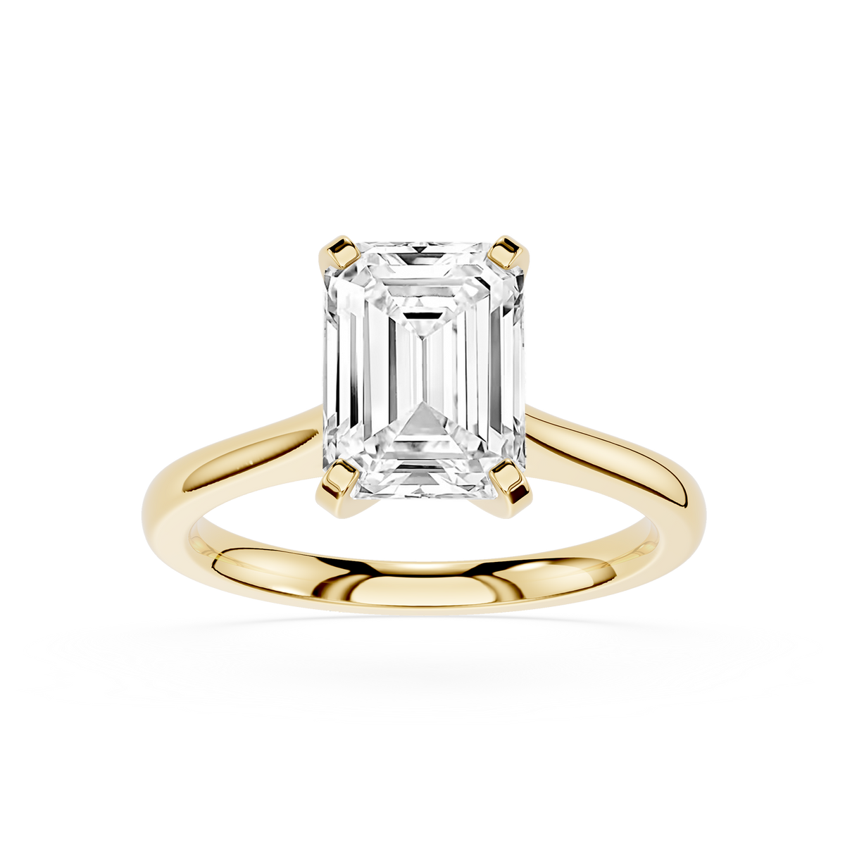 Yellow Gold Emerald Cut Open Gallery Lab Diamond Solitaire Engagement Ring
