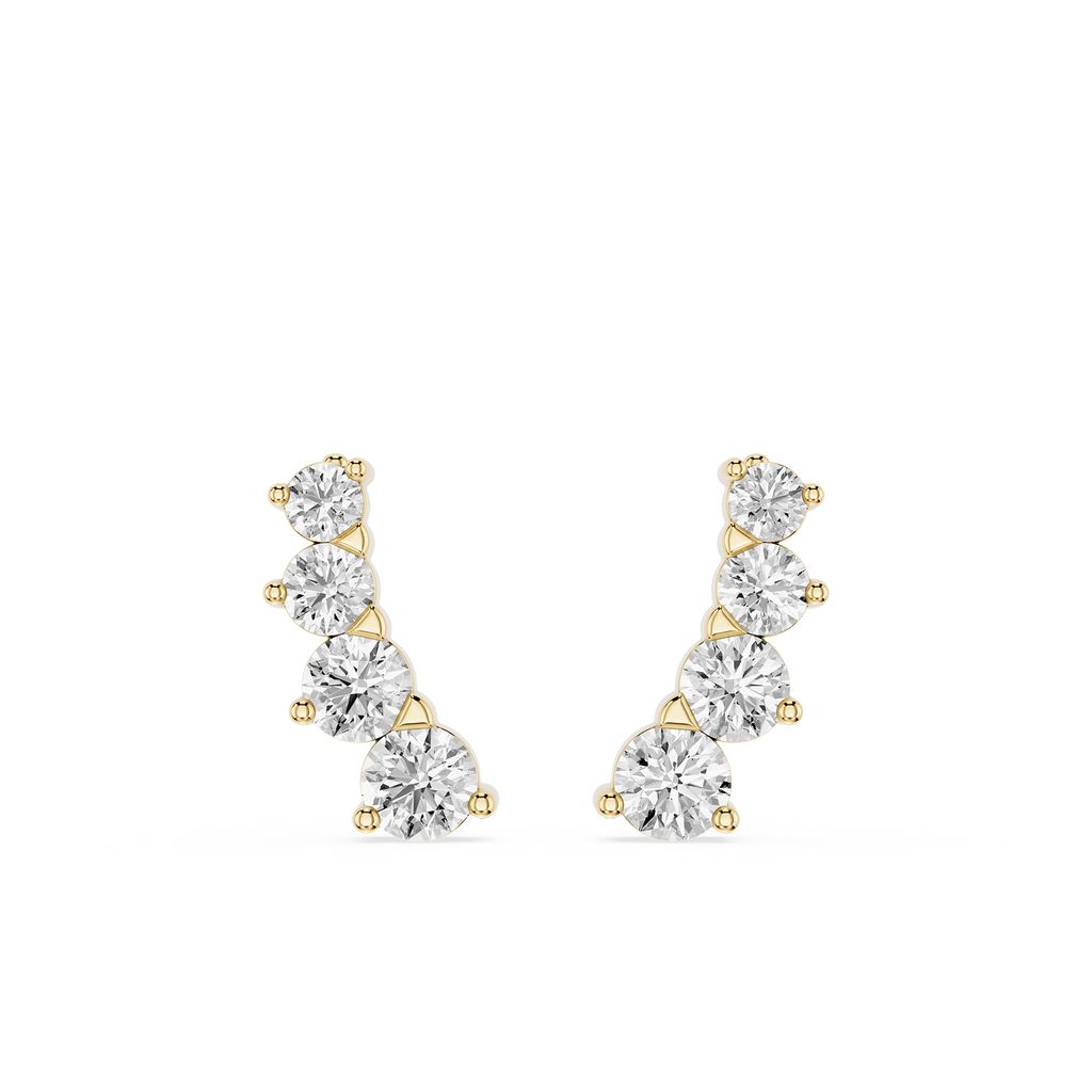 Gold and silver earrings on a white background