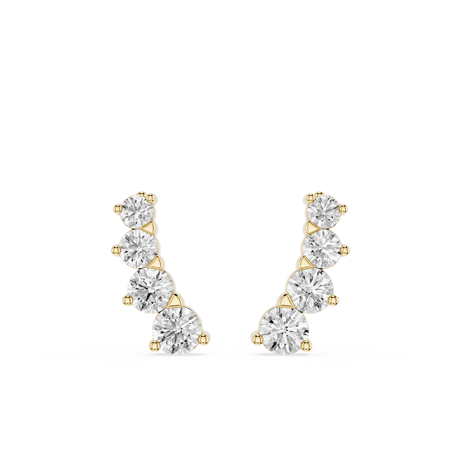 Graduated Round Cut Lab Grown Diamond Ear Climber Earrings
