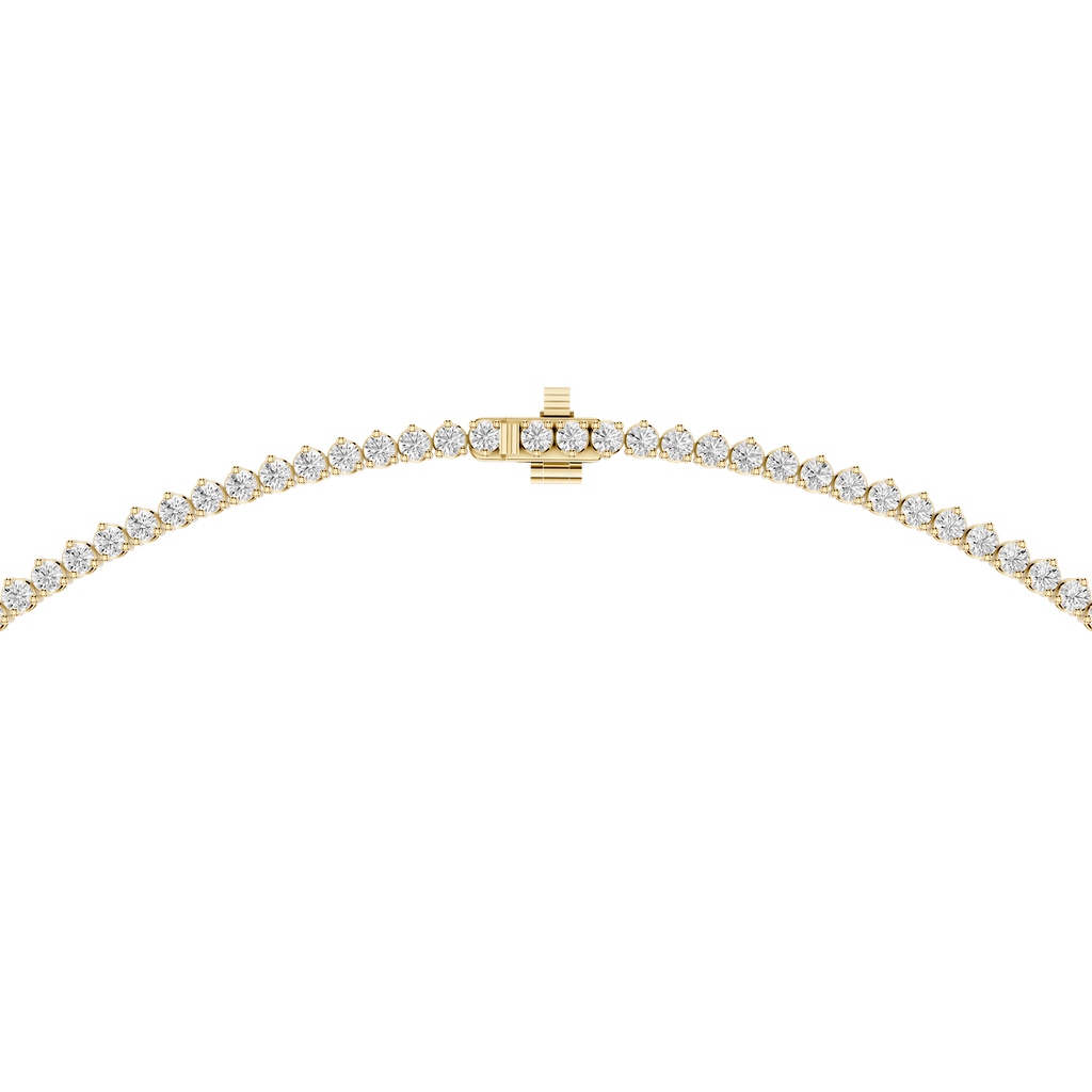 Round Cut Lab Grown Diamond Tennis Necklace Clasp Detail in Yellow Gold