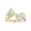 Yellow gold heart cut lab grown diamond Toi et Moi engagement ring featuring two heart diamonds and a pavé split shank mvp:YG:01