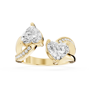 Toi et Moi Heart Lab Grown Diamond Split Shank Engagement Ring