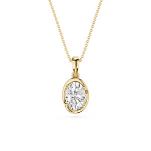 Pendentif solitaire avec diamant de laboratoire taille ovale minimaliste monté sur châssis